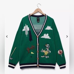 NEW Disney Goofy Golf Embroidered Cardigan Sweater